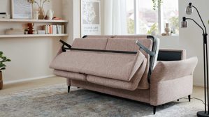 Schlafsofa Interliving aus Stoff in Rosa Interliving Schlafsofa Serie 4700 - Schlafsofa 120LÄ sienafarbener Webstoff Loft & schwarze Aluminiumfüße - Breite ca. 188 cm