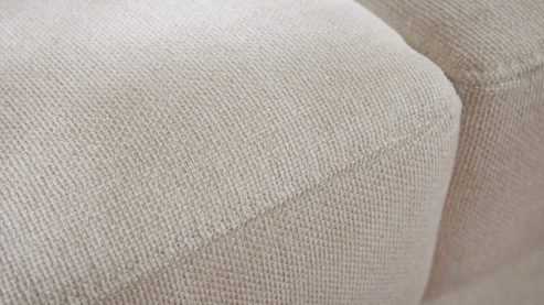 Schlafsofa Interliving aus Stoff in Weiß Interliving Schlafsofa Serie 4700 - Schlafsofa 140LÄ naturweißes Flachgewebe Cyber & schwarze Aluminiumfüße - Breite ca. 208 cm