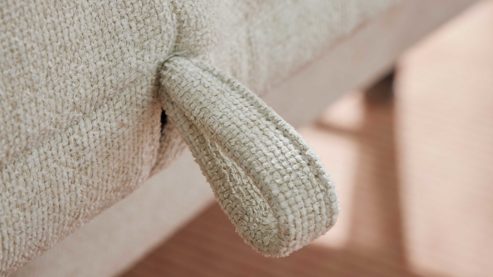 Schlafsofa Interliving aus Stoff in Weiß Interliving Schlafsofa Serie 4700 - Schlafsofa naturweißes Flachgewebe Cyber & schwarze Aluminiumfüße - Breite ca. 188 cm