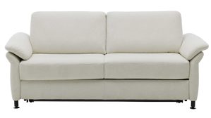 Schlafsofa Interliving aus Stoff in Weiß Interliving Schlafsofa Serie 4700 - Schlafsofa 140LÄ naturweißes Flachgewebe Cyber & schwarze Aluminiumfüße - Breite ca. 208 cm