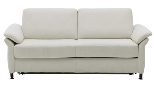 Schlafsofa Interliving aus Stoff in Weiß Interliving Schlafsofa Serie 4700 - Schlafsofa 140LÄ naturweißes Flachgewebe Cyber & schwarze Aluminiumfüße - Breite ca. 208 cm