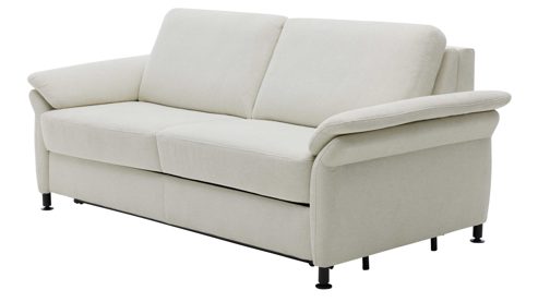 Schlafsofa Interliving aus Stoff in Weiß Interliving Schlafsofa Serie 4700 - Schlafsofa naturweißes Flachgewebe Cyber & schwarze Aluminiumfüße - Breite ca. 188 cm