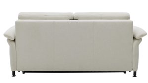 Schlafsofa Interliving aus Stoff in Weiß Interliving Schlafsofa Serie 4700 - Schlafsofa naturweißes Flachgewebe Cyber & schwarze Aluminiumfüße - Breite ca. 228 cm