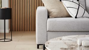 Ecksofa Interliving aus Stoff in Hellgrau Interliving Schlafsofa Serie 4700 - Ecksofa mit Schlaffunktion silberfarbener Bezug Toni & schwarze Metallfüße - Stellfläche ca. 270 x 190 cm