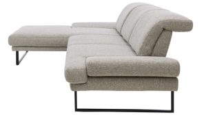 Ecksofa Interliving aus Stoff in Hellgrau Interliving Sofa Serie 4460 - Ecksofa silbergrauer Webstoff Jazz 121 & schwarze Metallfüße - Stellfläche ca. 191 x 308 cm