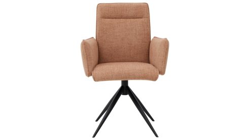 Vierfußstuhl Interliving aus Stoff in Hellbraun Interliving Esszimmer Serie 5505 - Armlehnstuhl mit Drehfunktion hellbraunes Flachgewebe 985-72 & schwarzes Metall