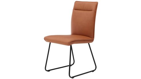 Polsterstuhl Interliving aus Stoff in Hellbraun Interliving Esszimmer Serie 5505 - Esszimmerstuhl caramelfarbene Mikrofaser 925-72 & schwarzes Metall