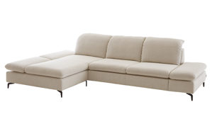 Ecksofa W.schillig i. i. aus Stoff in Beige W.SCHILLIG Polsterserie Select Venus plus - Ecksofa mit Sitztiefenverstellung ivoryfarbener Jacquard Bezug O10_43 - Stellfläche ca. 198 x 314 cm