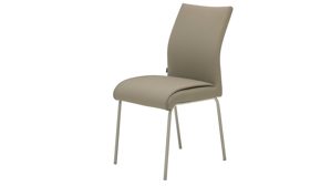 Vierfußstuhl Interliving aus Kunstfaser in Hellbraun Interliving Esszimmer Serie 5122 – Polsterstuhl fangofarbenes Kunstleder LEA-TEX & gebürsteter Edelstahl