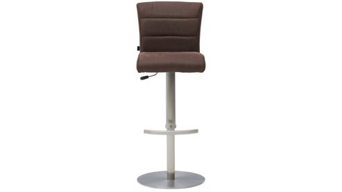 Barstuhl Interliving aus Kunstfaser in Braun Interliving Esszimmer Serie 5122 – Tresenstuhl ST64 mit Liftfunktion rostbraune Mikrofaser & gebürsteter Edelstahl