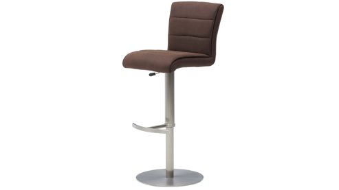 Barstuhl Interliving aus Kunstfaser in Braun Interliving Esszimmer Serie 5122 – Tresenstuhl ST64 mit Liftfunktion rostbraune Mikrofaser & gebürsteter Edelstahl