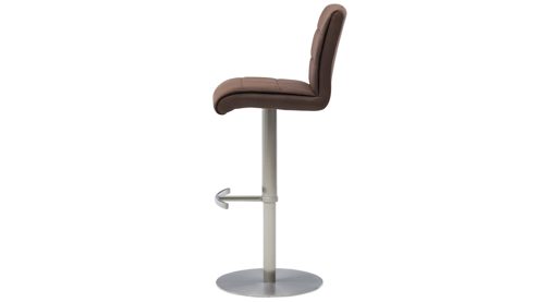 Barstuhl Interliving aus Kunstfaser in Braun Interliving Esszimmer Serie 5122 – Tresenstuhl ST64 mit Liftfunktion rostbraune Mikrofaser & gebürsteter Edelstahl