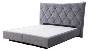Boxspringbett Interliving aus Stoff in Grau Interliving Boxspringbett Serie 1420 - Boxspringbett mit Bettkasten silberfarbener Strickvelours Auri - Liegefläche ca. 180 x 200 cm