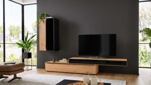 Wohnwand Interliving aus Holz in Holzfarben Interliving Wohnzimmer Serie 2033 - Wohnwand V12601 Asteiche - dreiteilig, Breite ca. 303 cm