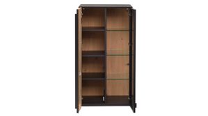 Hängeschrank Interliving aus Holz in Holzfarben Interliving Wohnzimmer Serie 2033 - Hängeschrank 126811 dunkelgraues Glas & Asteiche - zwei Türen, Breite ca. 92 cm