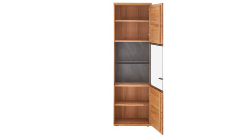 Vitrine Decker aus Holz in Holzfarben Hell Vitrine naturfarbene Kernbuche – eine Tür, ca. 62 x 200 cm