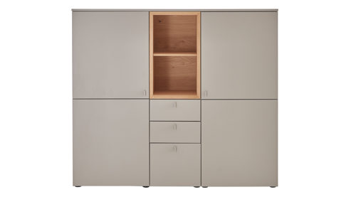 Highboard Venjakob aus Kunststoff in Grau VENJAKOB Andiamo 3.0 Highboard Steingrau & Wildeiche - ca. 160 x 140 cm