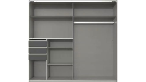 Kleiderschrank Wimex modern furniture aus Holz in Grau Kleiderschrankprogramm Saigon Saharagrau & saharagraue Glasoberfläche - Breite ca. 225 cm