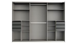 Kleiderschrank Wimex modern furniture aus Holz in Schwarz Kleiderschrankprogramm Saigon Graphit & schwarze Glasoberfläche - Breite ca. 270 cm