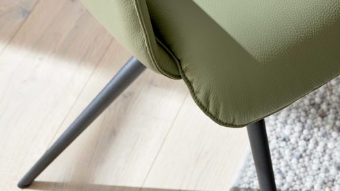Polsterstuhl Interliving aus Leder in Grün Interliving Esszimmer Serie 5115 - Armlehnstuhl mit Lederbezug jadefarbenes Leder LD7830 & umbragraues Metall