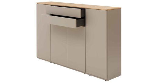 Highboard Interliving aus Holz in Grau Interliving Wohnzimmer Serie 2031 - Highboard Grau & Risseiche - vier Türen, zwei Schubladen, Breite ca. 180 cm