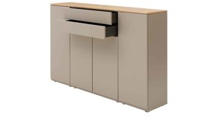 Highboard Interliving aus Holz in Grau Interliving Wohnzimmer Serie 2031 - Highboard Grau & Risseiche - vier Türen, zwei Schubladen, Breite ca. 180 cm