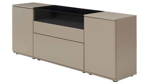Sideboard Interliving aus Holz in Grau Interliving Wohnzimmer Serie 2031 - Sideboard CK18060 Grau & Risseiche - zwei Türen, zwei Schubladen, Breite ca. 180 cm