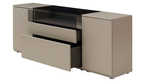 Sideboard Interliving aus Holz in Grau Interliving Wohnzimmer Serie 2031 - Sideboard CK18060 Grau & Risseiche - zwei Türen, zwei Schubladen, Breite ca. 180 cm