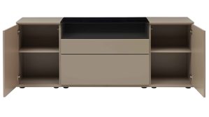 Sideboard Interliving aus Holz in Grau Interliving Wohnzimmer Serie 2031 - Sideboard Grau & Risseiche - zwei Türen, zwei Schubladen, Breite ca. 180 cm