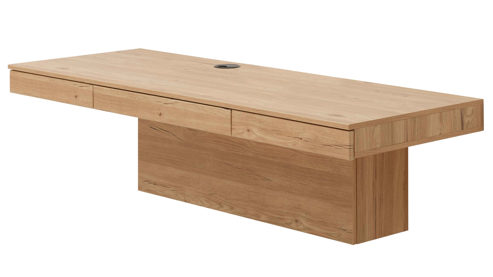 Wohnwand Interliving aus Holz in Weiß Interliving Wohnzimmer Serie 2031 - Homeoffice-Kombination Tonweiß & Risseiche - Länge ca. 255 cm