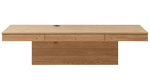 Wohnwand Interliving aus Holz in Weiß Interliving Wohnzimmer Serie 2031 - Homeoffice-Kombination Tonweiß & Risseiche - Länge ca. 255 cm