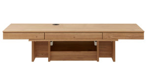 Wohnwand Interliving aus Holz in Weiß Interliving Wohnzimmer Serie 2031 - Homeoffice-Kombination Tonweiß & Risseiche - Länge ca. 255 cm