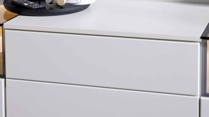 Wohnwand Interliving aus Holz in Weiß Interliving Wohnzimmer Serie 2031 - Wohnwand Tonweiß & graues Glas - Länge ca. 330 cm