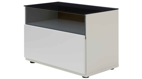 Wohnwand Interliving aus Holz in Weiß Interliving Wohnzimmer Serie 2031 - Wohnlösung Tonweiß & graues Glas - Länge ca. 270 cm