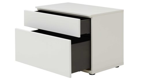 Wohnwand Interliving aus Holz in Weiß Interliving Wohnzimmer Serie 2031 - Wohnlösung Tonweiß & graues Glas - Länge ca. 270 cm