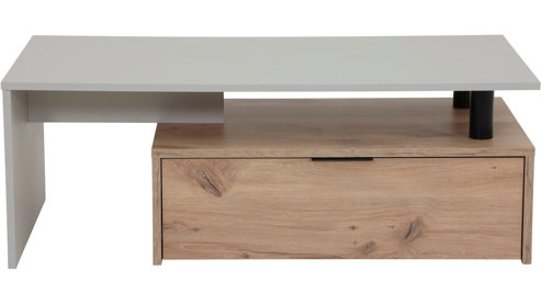 Couchtisch Hela aus Kunststoff in Hellgrau Couchtisch Dennis CT Hellgrau & Artisan Oak - ca. 110 x 40 cm