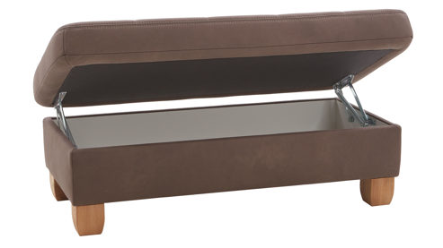 Funktionshocker modulmaster aus Stoff in Braun Modulmaster MM-PP1188 - XXL-Polsterhocker mit Funktion nougatbraune Mikrofaser Mammut & geölte Wildeiche - ca. 130 x 65 cm