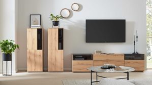 Wohnwand Interliving aus Holz in Holzfarben Interliving Wohnzimmer Serie 2031 - Wohnwand EB33002 Balkenbuche - Länge ca. 330 cm