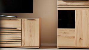 Wohnwand Interliving aus Holz in Holzfarben Interliving Wohnzimmer Serie 2032 - Wohnwand Risseiche - Länge ca. 330 cm