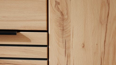 Wohnwand Interliving aus Holz in Holzfarben Interliving Wohnzimmer Serie 2032 - Wohnwand EB33001 Risseiche - Länge ca. 330 cm
