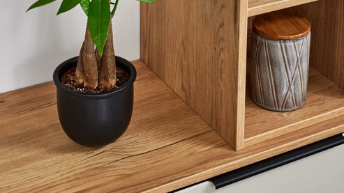 Regal Interliving aus Holz in Holzfarben Interliving Wohnzimmer Serie 2032 - Regalkombination EB09061 Risseiche - dreiteilig