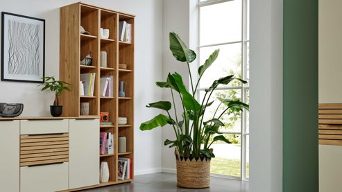 Regal Interliving aus Holz in Holzfarben Interliving Wohnzimmer Serie 2032 - Regalkombination EB09061 Risseiche - dreiteilig