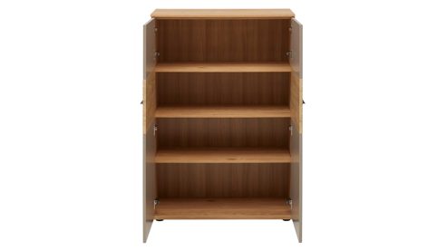 Wohnwand Interliving aus Holz in Grau Interliving Wohnzimmer Serie 2032 - Wohnwand EB31503 Grau & Risseiche - Länge ca. 315 cm