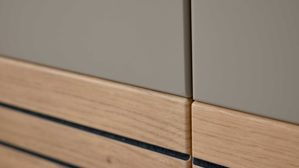 Wohnwand Interliving aus Holz in Grau Interliving Wohnzimmer Serie 2032 - Wohnwand EB31503 Grau & Risseiche - Länge ca. 315 cm