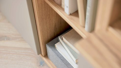 Wohnwand Interliving aus Holz in Grau Interliving Wohnzimmer Serie 2032 - Wohnwand Grau & Risseiche - Länge ca. 315 cm