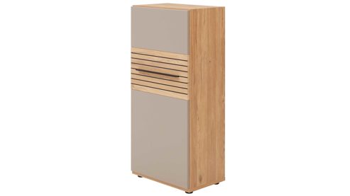 Highboard Interliving aus Holz in Grau Interliving Wohnzimmer Serie 2032 - Highboard Grau & Risseiche - drei Türen, Breite ca. 180 cm