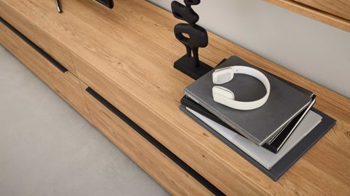 Wohnwand Interliving aus Holz in Holzfarben Interliving Wohnzimmer Serie 2032 - Wohnwand Risseiche - Länge ca. 345 cm