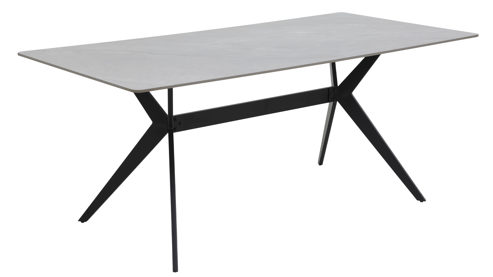 Esstisch Hela aus Stein in Hellgrau Esstisch Paccino IT graue schwarze Marmoroptik 12-03 & Schwarz - ca. 180 x 90 cm