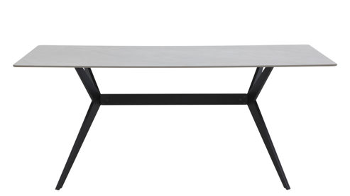 Esstisch Hela aus Stein in Hellgrau Esstisch Paccino IT graue schwarze Marmoroptik 12-03 & Schwarz - ca. 180 x 90 cm