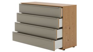 Schubladenkommode Interliving aus Holz in Holzfarben Interliving Schlafzimmer Serie 1210 – Schubladenkommode 540066 Taupe & Balkeneiche - fünf Schubladen, Breite ca. 120 cm